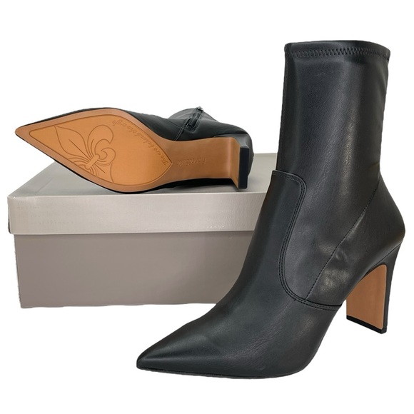 Franco Sarto Avana Black Faux Leather Womens Sock Ankle Boots Size 8.5M - Picture 9 of 13